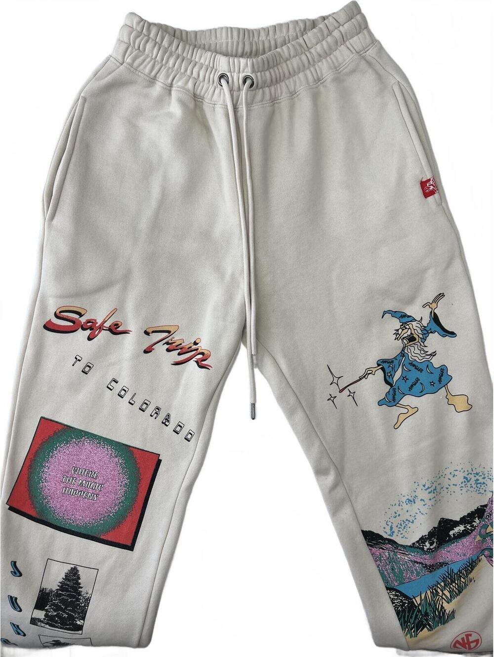Jungles Jungles Safe Trip To Colorado Sweatpants Small Beige Graphic Jogger Pant
